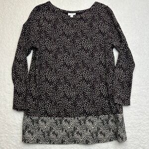 J Jill Womens Top Large Petite Pima Cotton Abstract Speckled Leopard Long Sleeve